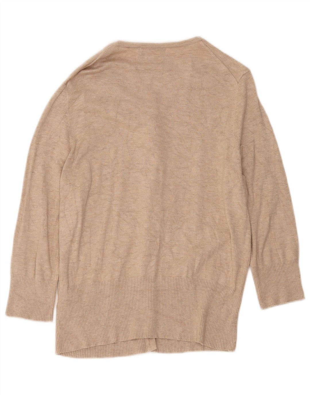 Marks & Spencer Womens 3/4 Sleeve Cardigan Sweater UK 12 Medium Beige