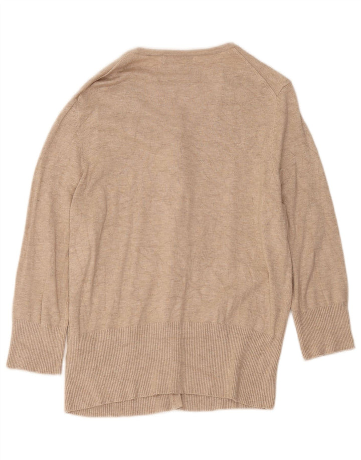 Marks & Spencer Womens 3/4 Sleeve Cardigan Sweater UK 12 Medium Beige