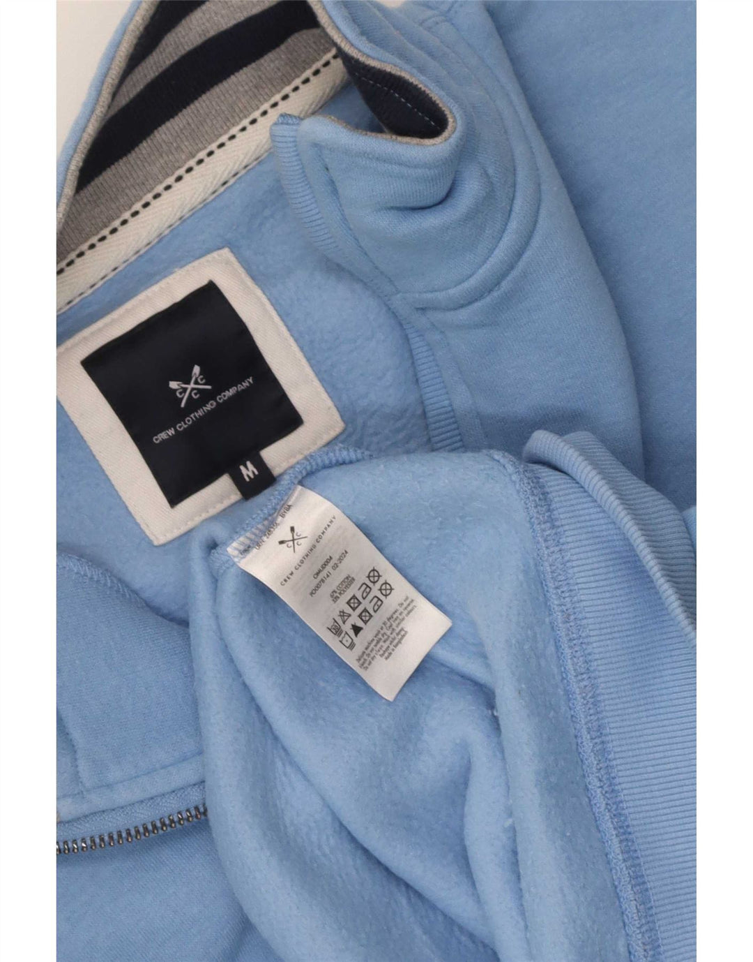 Crew Clothing Mens Zip Neck Sweatshirt Jumper Medium Blue Cotton