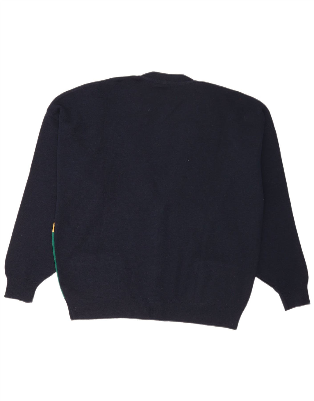 White Sails Mens Cardigan Sweater XL Navy Blue Colourblock Wool