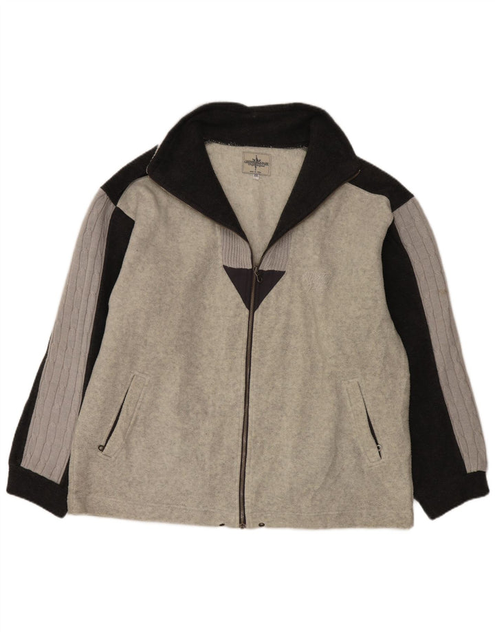 Greenstone Park Mens Knit Fleece Jacket UK 44 2XL Grey Colourblock