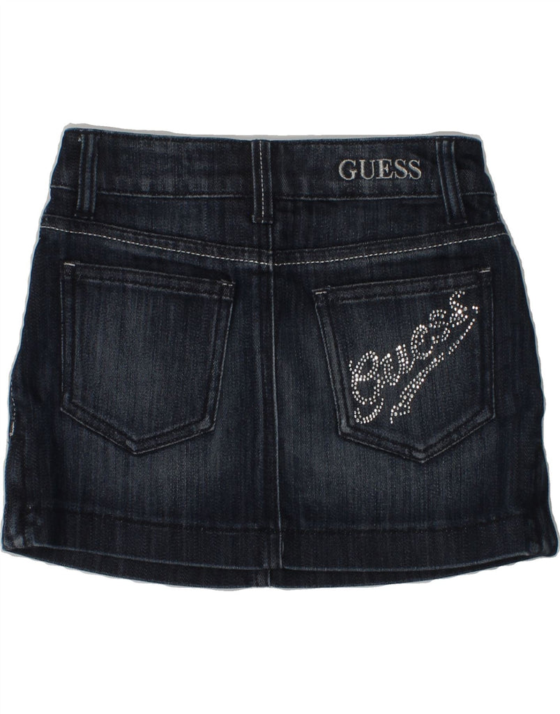 GUESS Girls Graphic Denim Skirt 6-7 Years W24 Navy Blue Cotton | Vintage Guess | Thrift | Second-Hand Guess | Used Clothing | Messina Hembry 