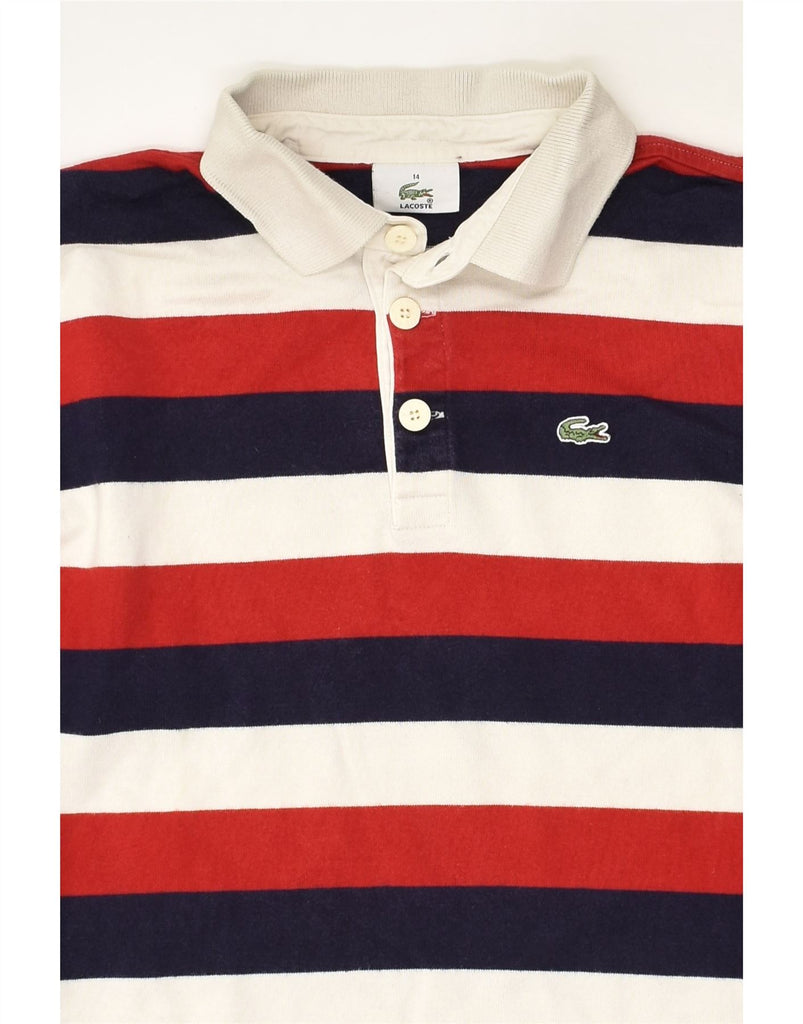 LACOSTE Boys Long Sleeve Rugby Polo Shirt 13-14 Years Navy Blue Striped | Vintage Lacoste | Thrift | Second-Hand Lacoste | Used Clothing | Messina Hembry 