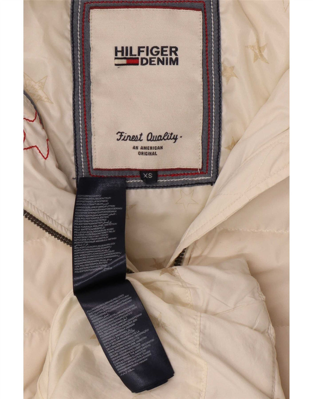 Tommy Hilfiger Womens Hooded Padded Coat UK 6 XS White Polyester