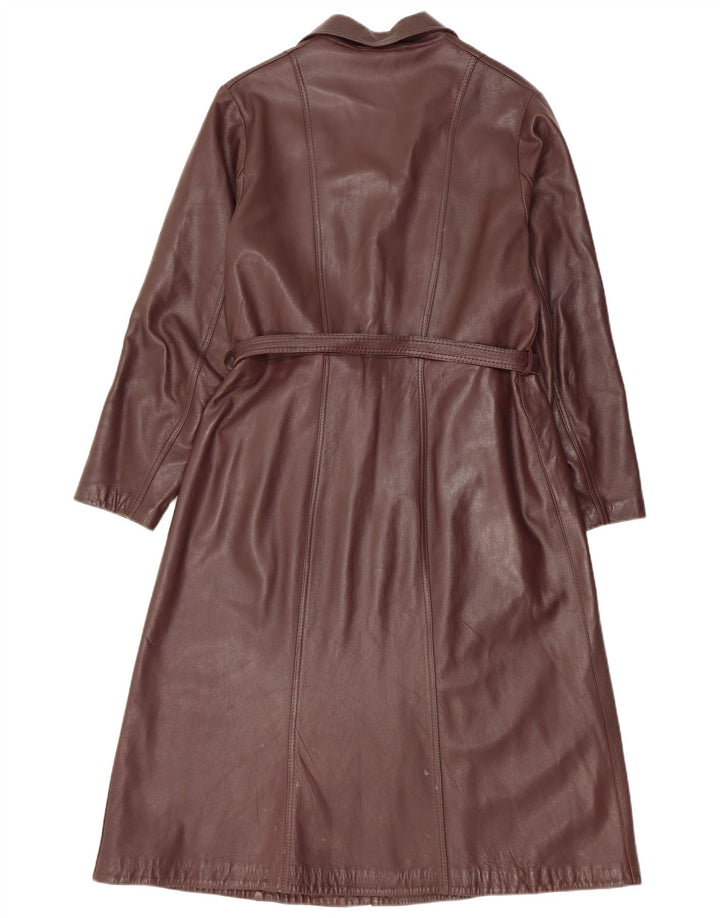 Vintage Womens Leather Coat UK 14 Medium Burgundy Leather