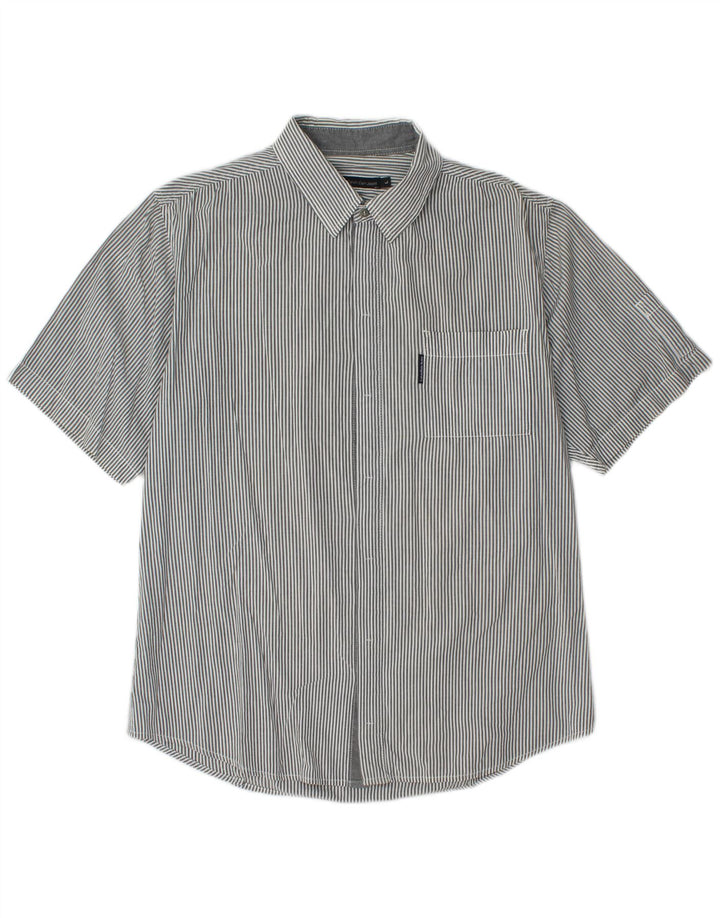 CALVIN KLEIN JEANS Mens Short Sleeve Shirt Large Grey Striped