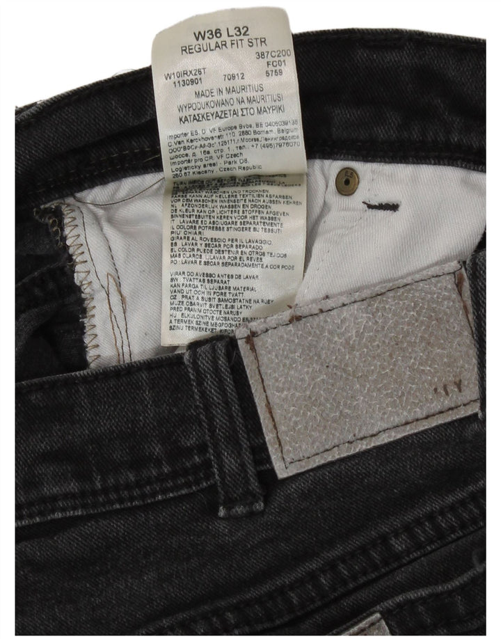 Wrangler Mens Regular Fit Straight Jeans W36 L32 Grey Cotton