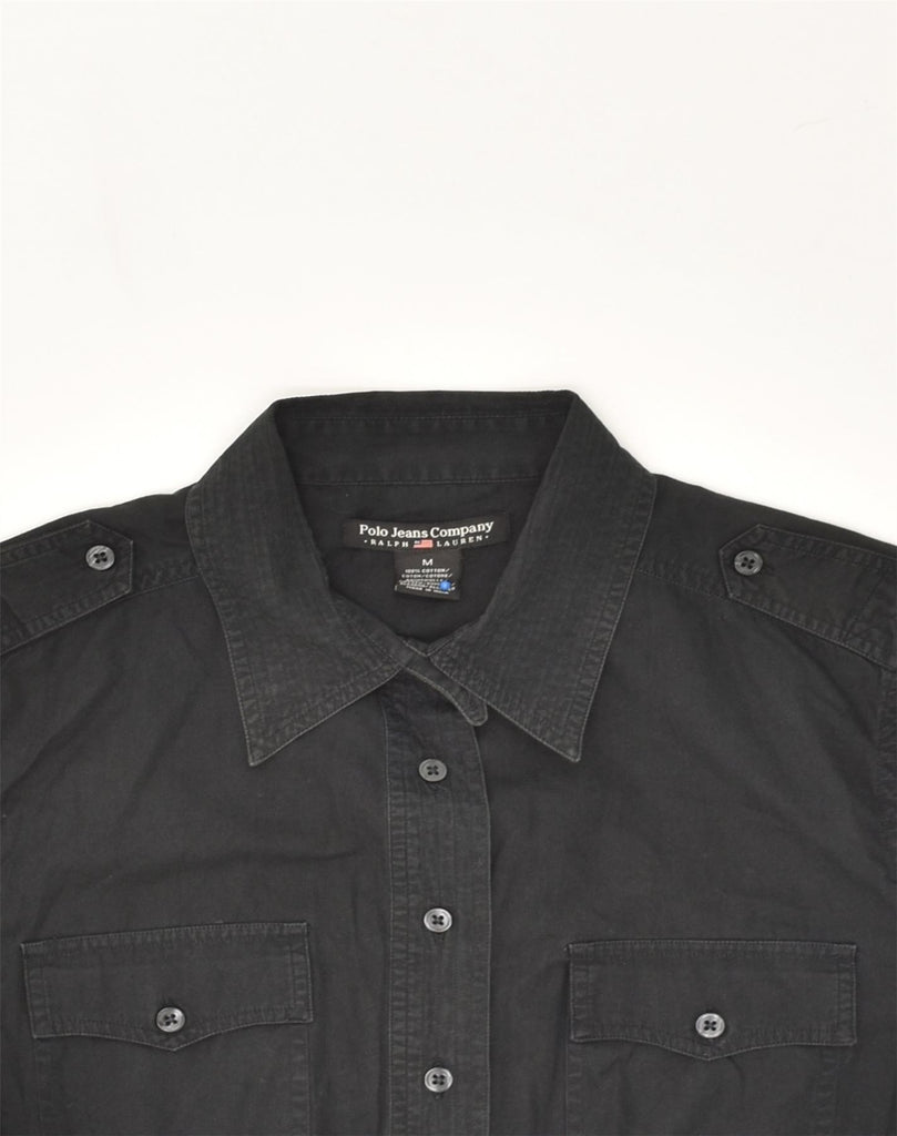 POLO RALPH LAUREN Womens Military Shirt UK 14 Medium Black Cotton | Vintage Polo Ralph Lauren | Thrift | Second-Hand Polo Ralph Lauren | Used Clothing | Messina Hembry 