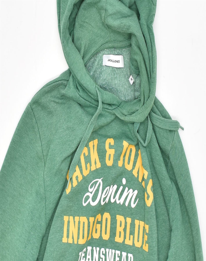 JACK & JONES Mens Indigo Graphic Hoodie Jumper Medium Green Cotton | Vintage | Thrift | Second-Hand | Used Clothing | Messina Hembry 