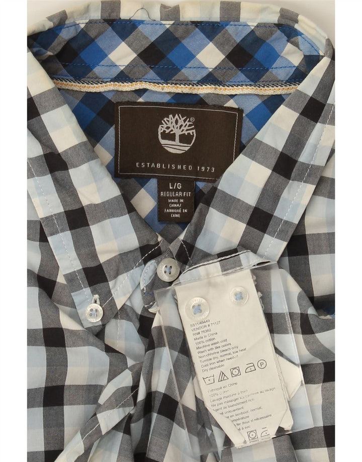 Timberland Mens Regular Fit Shirt Large Blue Check Cotton