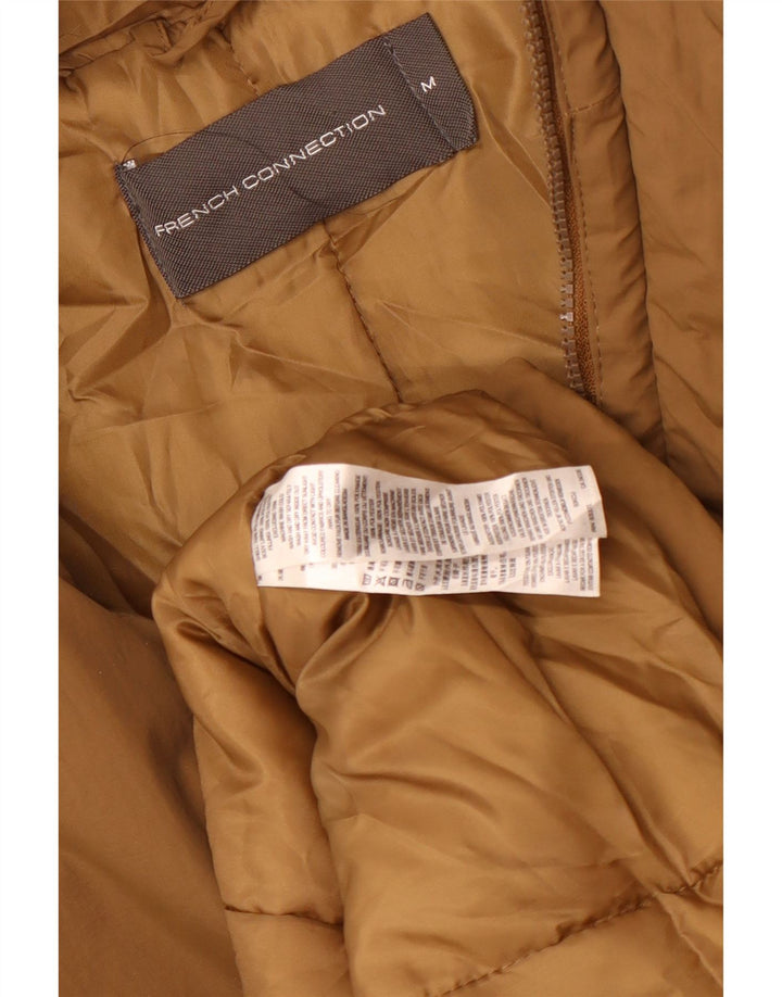 French Connection Mens Hooded Padded Coat UK 38 Medium Brown Polyamide