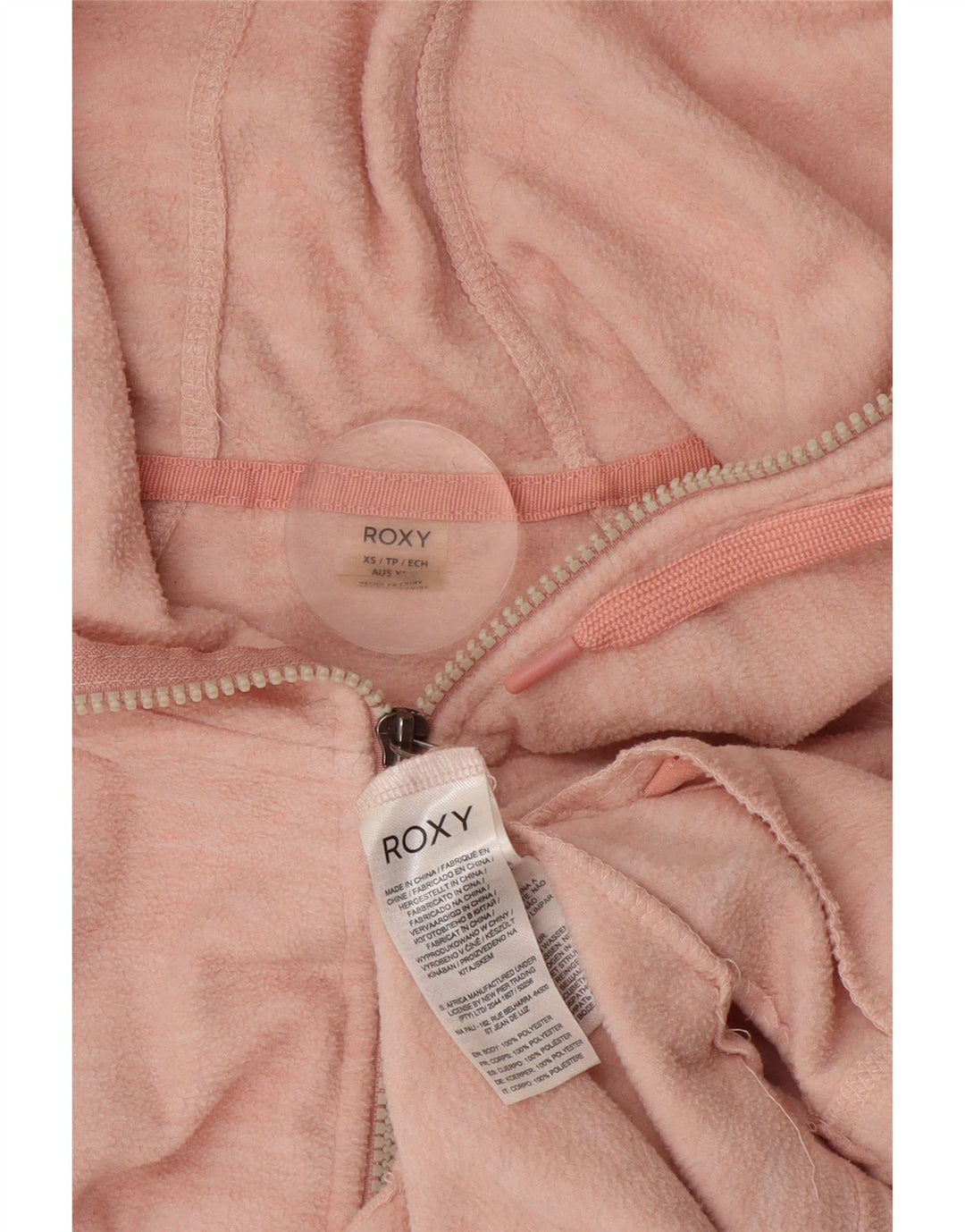 ROXY Womens Hooded Fleece Jacket UK 6 XS Pink Flecked Polyester