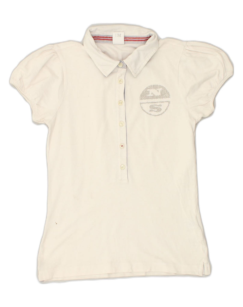 NORTH SAILS Womens Polo Shirt UK 12 Medium Off White Cotton | Vintage North Sails | Thrift | Second-Hand North Sails | Used Clothing | Messina Hembry 