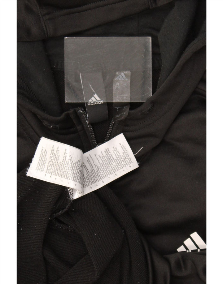 Adidas Mens Zip Hoodie Sweater UK 38/40 Medium Black Polyester