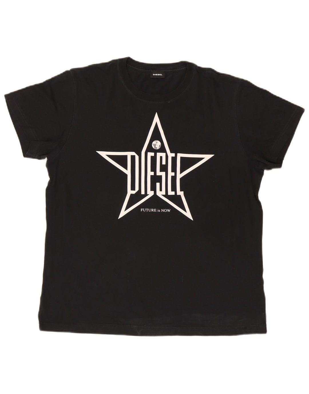 Diesel Mens Graphic T-Shirt Top Large Black Cotton