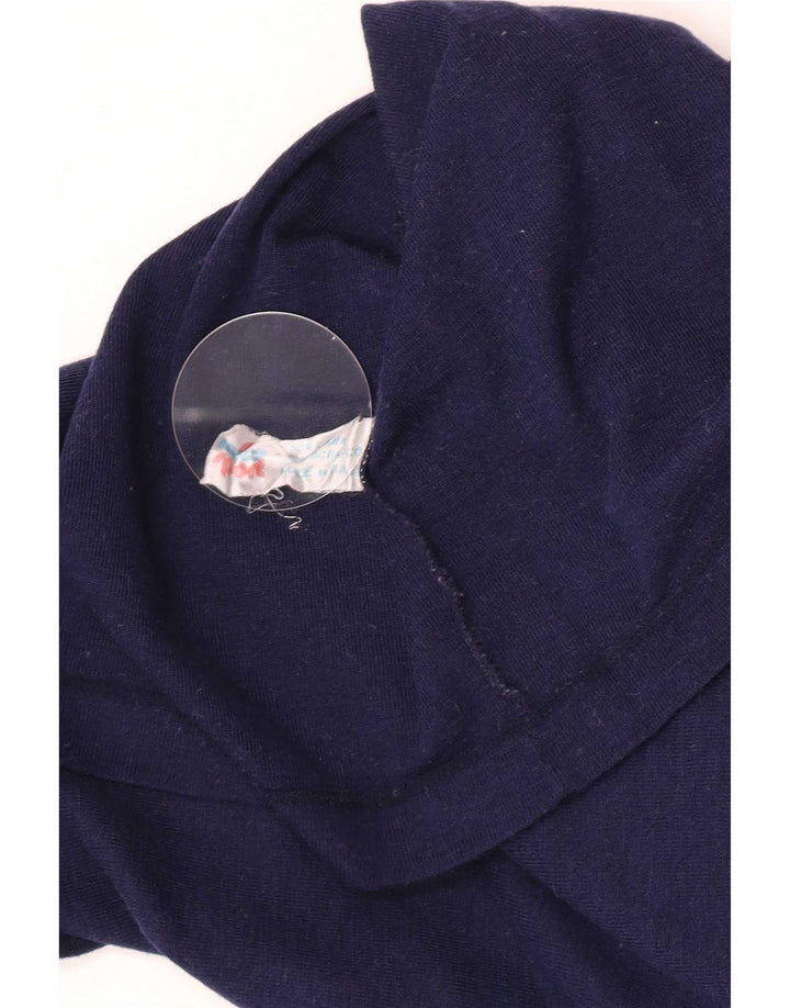 Vintage Mens Zip Neck Top Long Sleeve Small Navy Blue Wool
