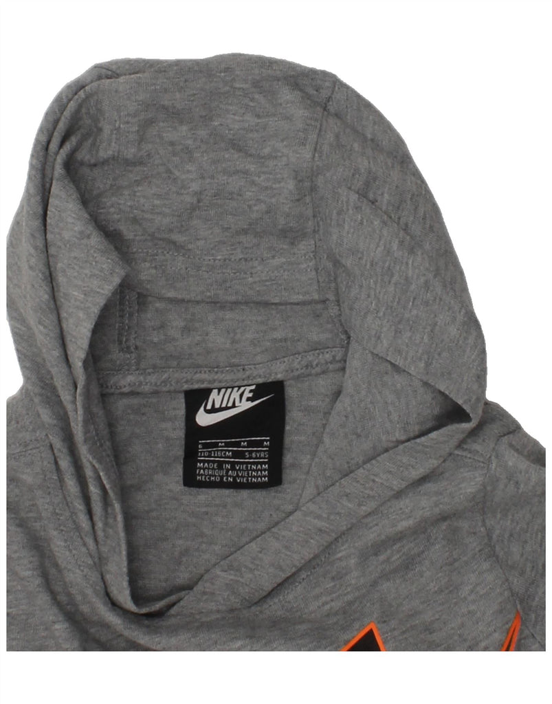 NIKE Boys Graphic Hoodie Jumper 5-6 Years Medium Grey Cotton | Vintage Nike | Thrift | Second-Hand Nike | Used Clothing | Messina Hembry 