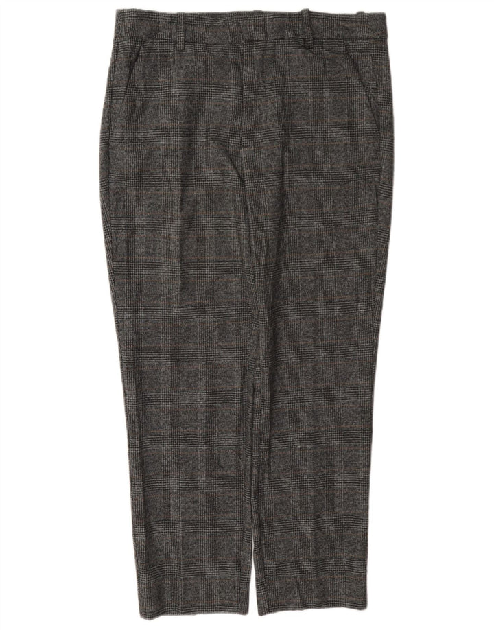 Zara Womens Cropped Trousers Medium W28 L24 Grey Check Polyester
