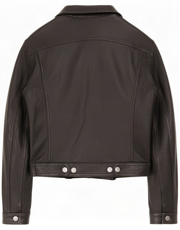 Laltramoda Womens Leather Bomber Jacket UK 8 Small Black