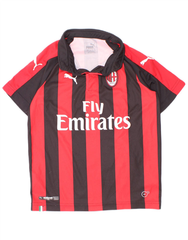 Puma Boys AC Milan Graphic Polo Shirt 9-10 Years Red Striped Polyester