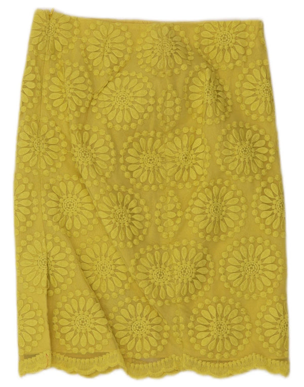 Boden Womens Straight Skirt UK 8 Small W28  Yellow Geometric Cotton