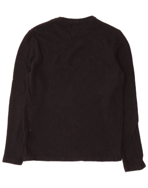 Zara Mens Top Long Sleeve Small Black Cotton