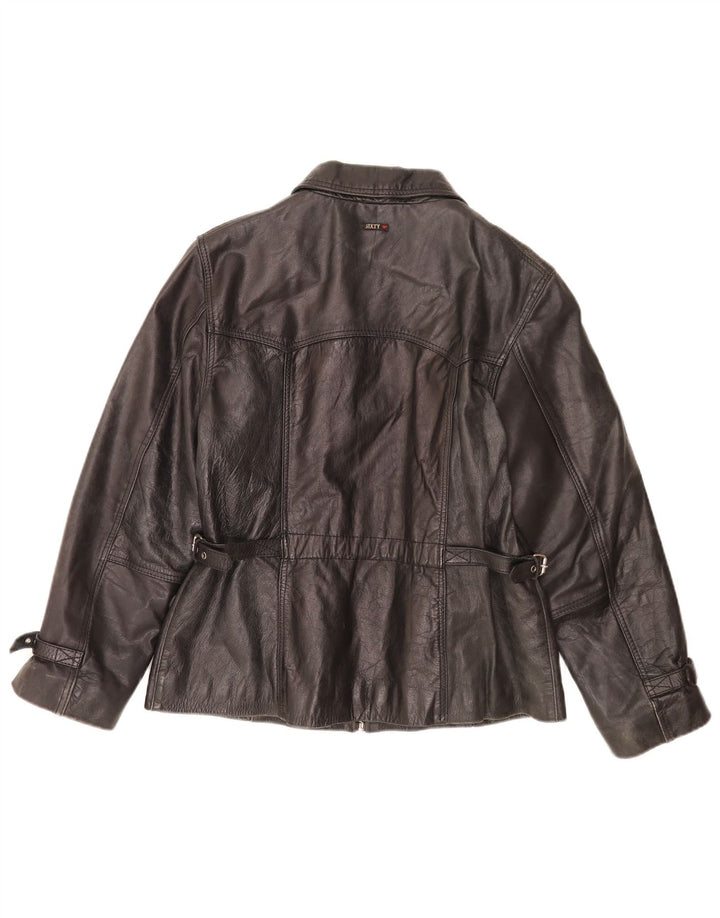 Sixty Womens Leather Jacket UK 14 Large Black