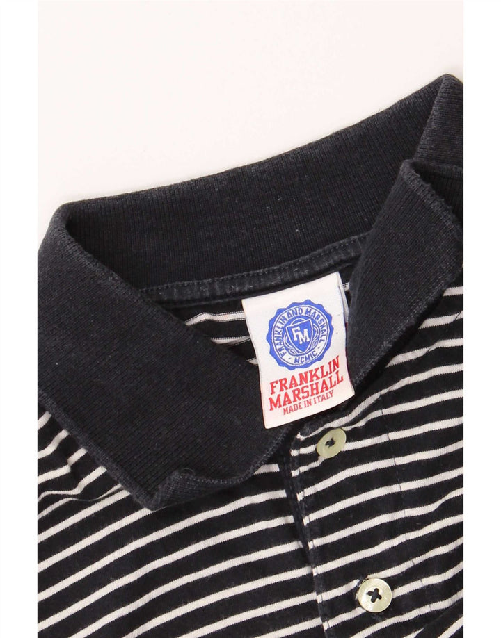 Franklin & Marshall Mens Polo Shirt Medium Navy Blue Striped