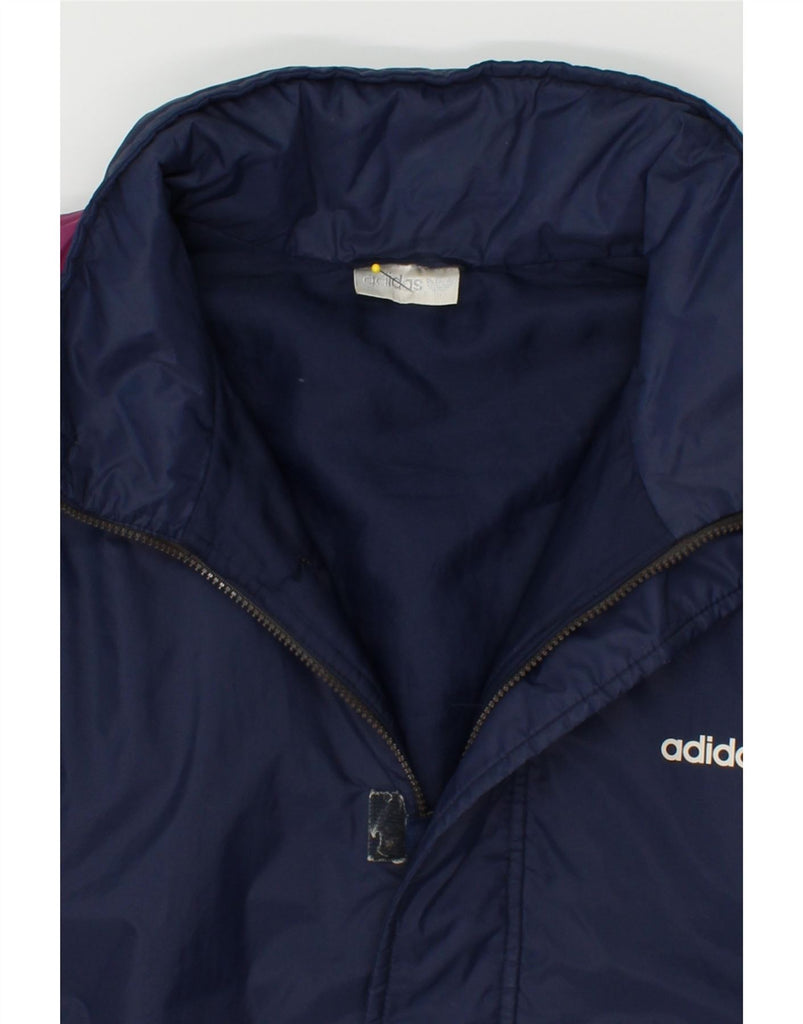 ADIDAS Mens Graphic Hooded Rain Jacket UK 42 XL Navy Blue Colourblock | Vintage Adidas | Thrift | Second-Hand Adidas | Used Clothing | Messina Hembry 