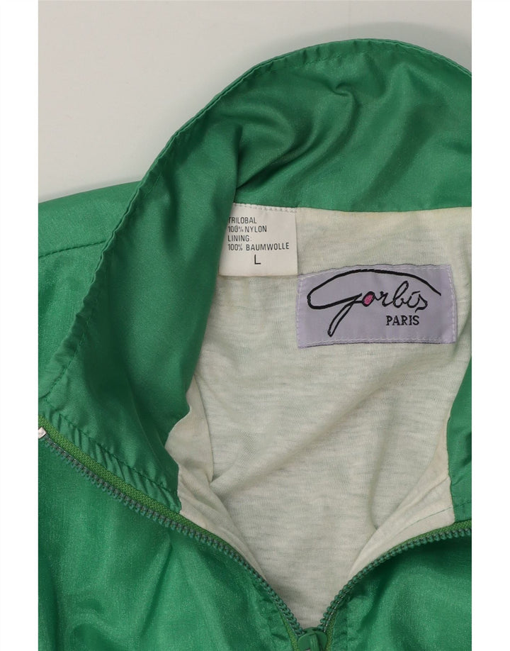 Vintage Mens Tracksuit Top Jacket Large Green Nylon