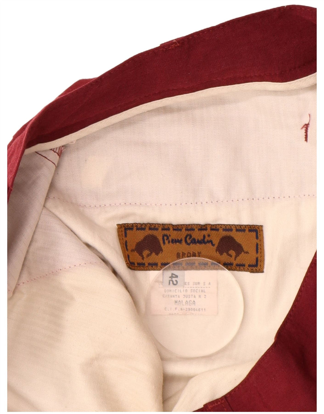 PIERRE CARDIN Womens Pegged Chino Shorts IT 42 Medium W30  Burgundy Cotton