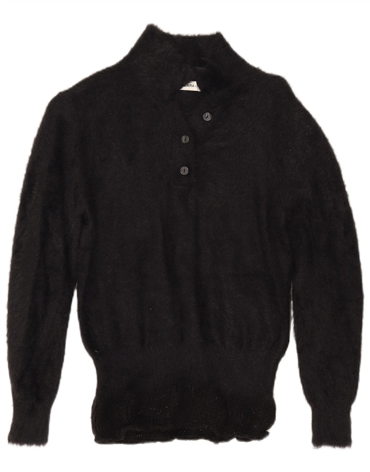 ZARA Womens Polo Neck Jumper Sweater UK 14 Medium Black