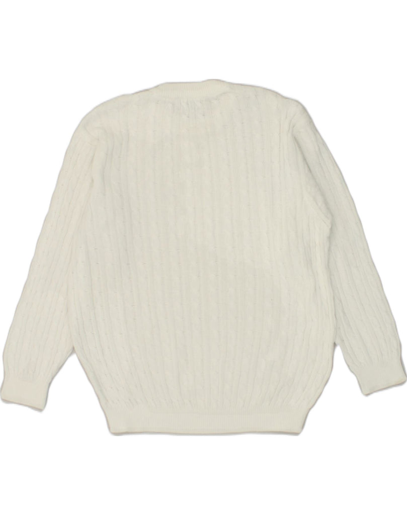 BENETTON Womens Crew Neck Jumper Sweater UK 14 Large White Cotton | Vintage Benetton | Thrift | Second-Hand Benetton | Used Clothing | Messina Hembry 