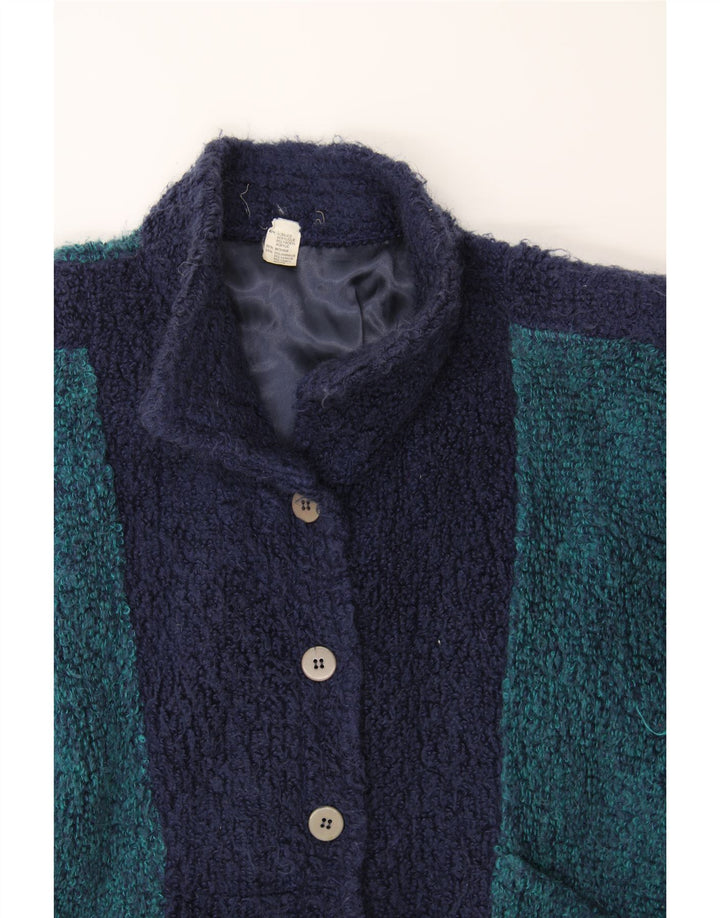 VINTAGE Womens Overcoat UK 20 2XL Blue Colourblock Acrylic Vintage Vintage and Second-Hand Vintage from Messina Hembry 