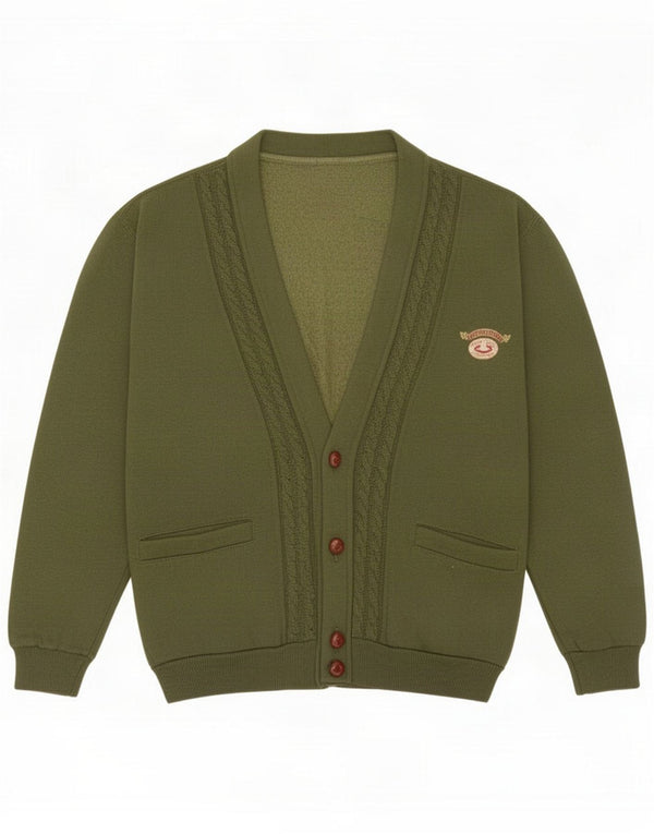 United Cotton Mens Cardigan Sweater Medium Khaki