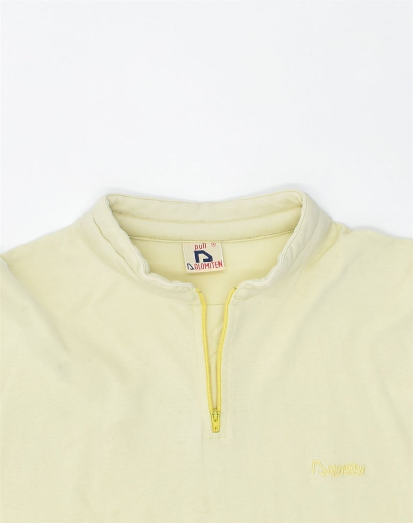 DOLOMITEN Womens Zip Neck Jumper Sweater UK 18 XL Yellow Cotton | Vintage Dolomiten | Thrift | Second-Hand Dolomiten | Used Clothing | Messina Hembry 