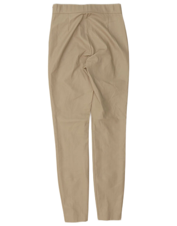 Zara Womens Skinny Faux Leather Trousers XS W24 L29 Beige Polyester