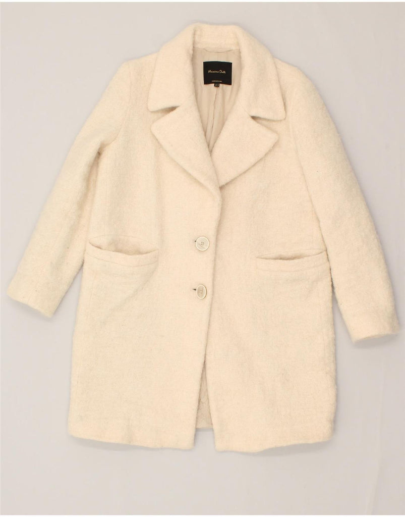 MASSIMO DUTTI Womens Overcoat EU 40 Medium Off White Viscose | Vintage Massimo Dutti | Thrift | Second-Hand Massimo Dutti | Used Clothing | Messina Hembry 