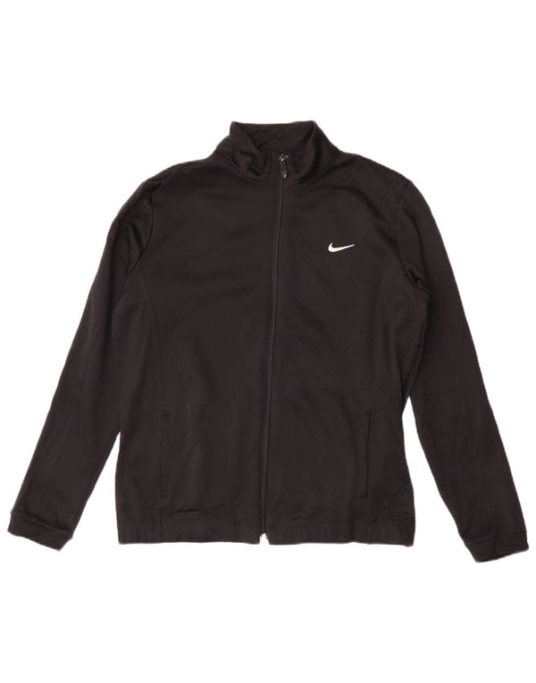 Nike Womens Therma-Fit Tracksuit Top Jacket UK 14 Medium Black Polyester