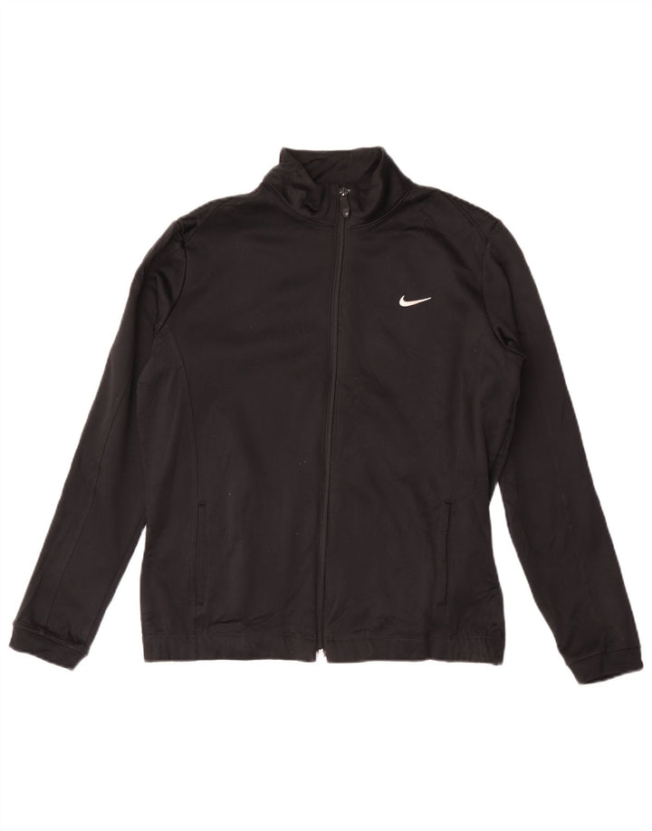 Nike Womens Therma-Fit Tracksuit Top Jacket UK 14 Medium Black Polyester