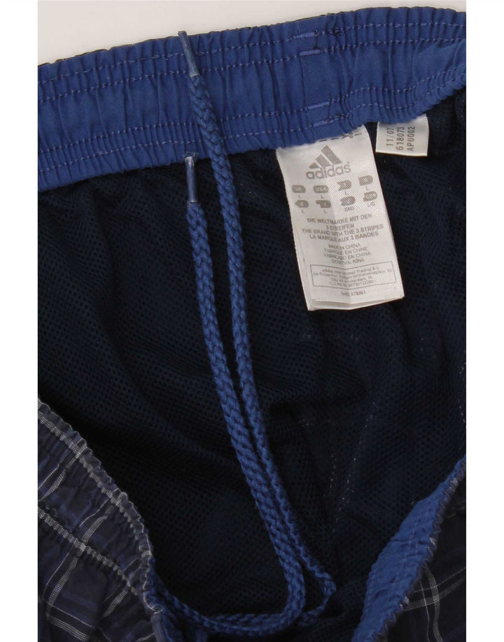 Adidas Mens Swimming Shorts Large Navy Blue Check Polyester