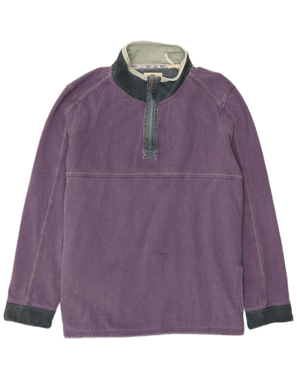 Fat Face Mens Zip Neck Sweatshirt Jumper 4XL Purple Colourblock Cotton