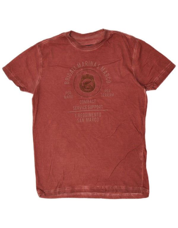Marina Militare Mens Graphic T-Shirt Top Small Maroon