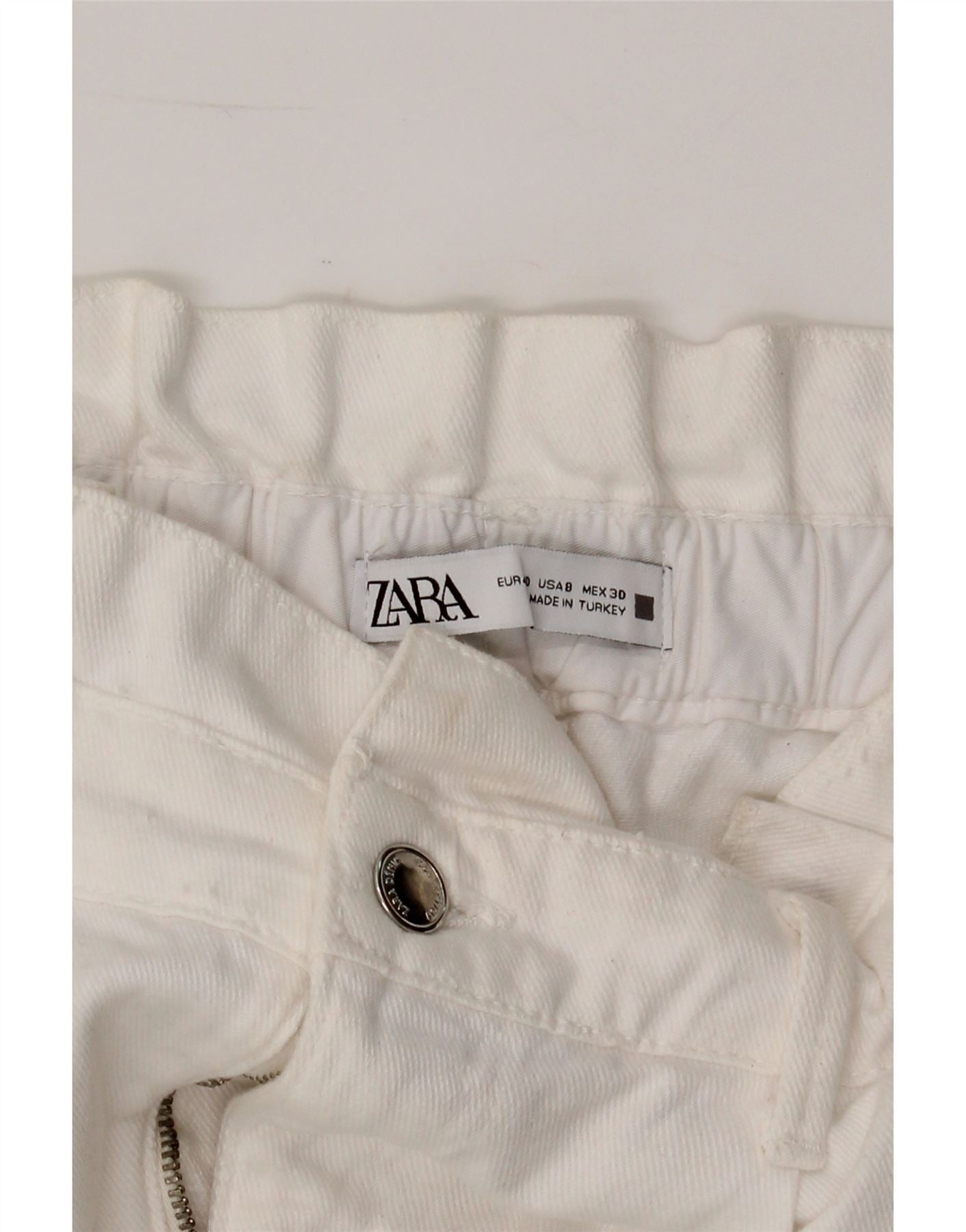 ZARA Womens Denim Shorts EU 40 Medium W32 White Vintage Second