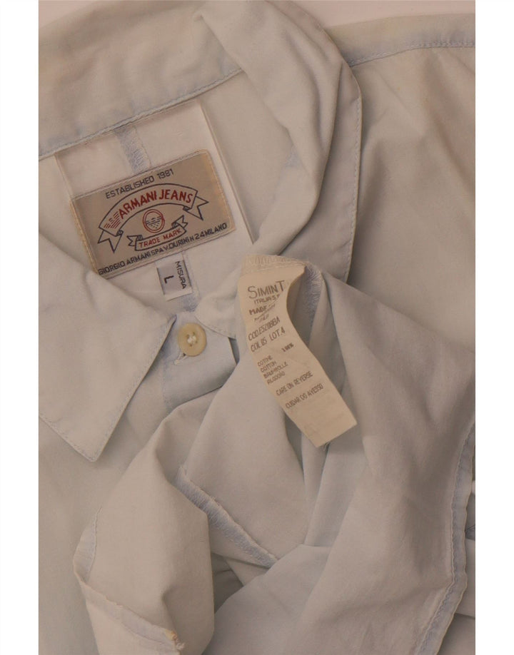 Armani Jeans Womens Sleeveless Shirt UK 14 Large Blue Cotton