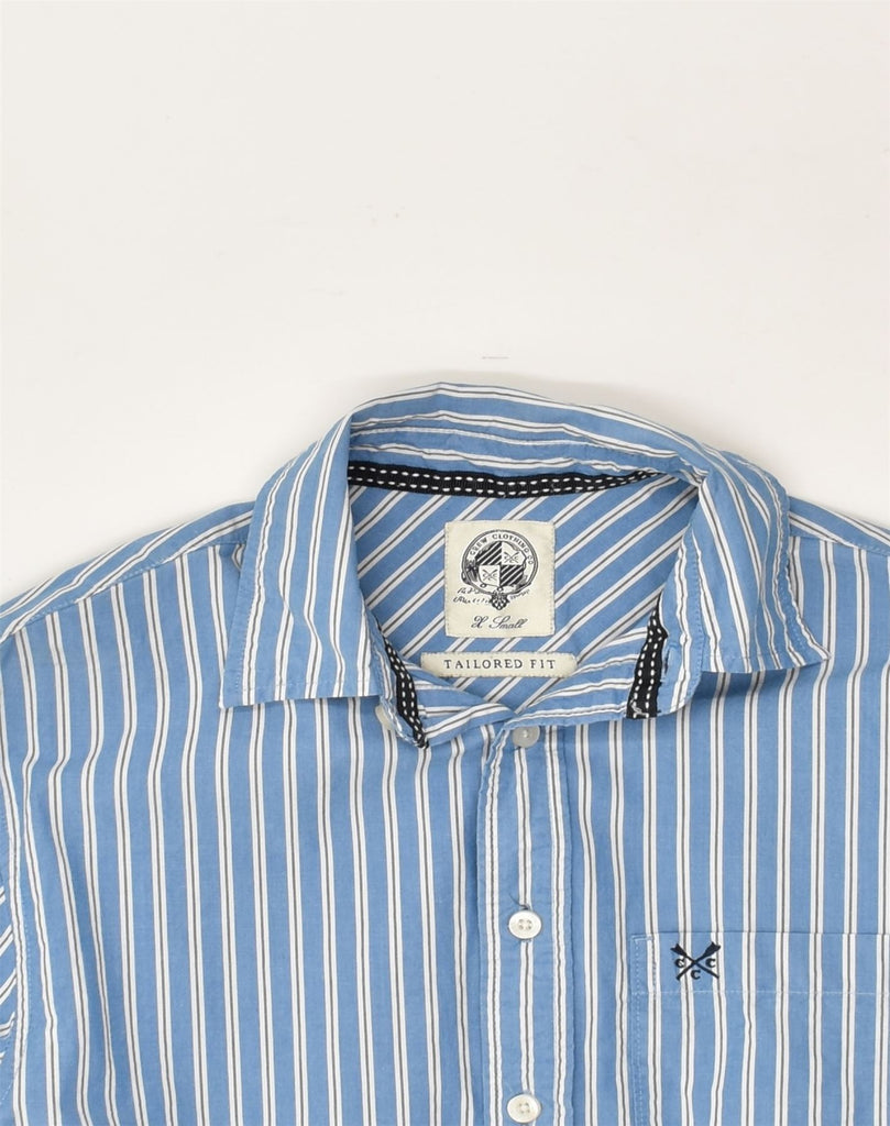 CREW CLOTHING Mens Tailored Fit Shirt XS Blue Striped Cotton | Vintage Crew Clothing | Thrift | Second-Hand Crew Clothing | Used Clothing | Messina Hembry 