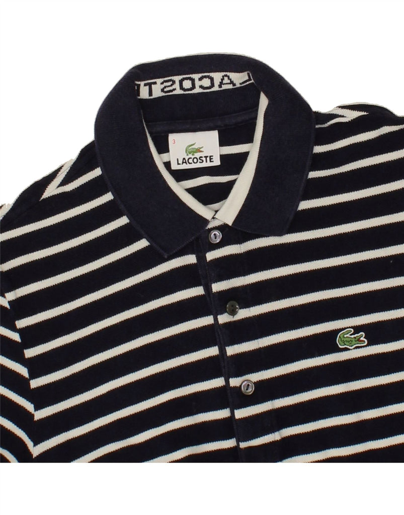 LACOSTE Mens Polo Shirt Size 3 Small Navy Blue Striped Cotton | Vintage Lacoste | Thrift | Second-Hand Lacoste | Used Clothing | Messina Hembry 