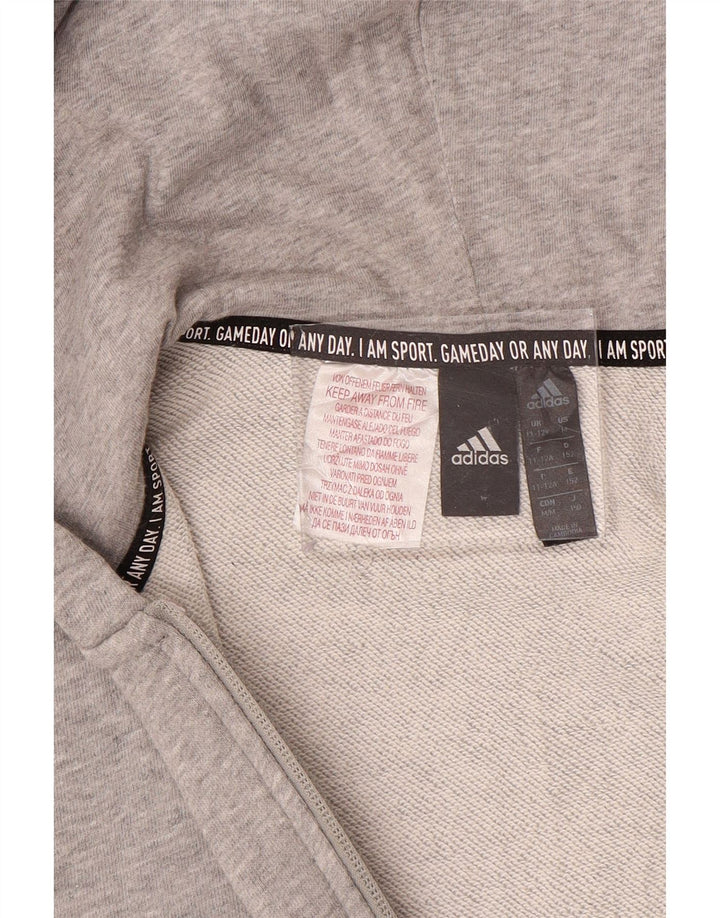 ADIDAS Boys Zip Hoodie Sweater 11-12 Years Grey