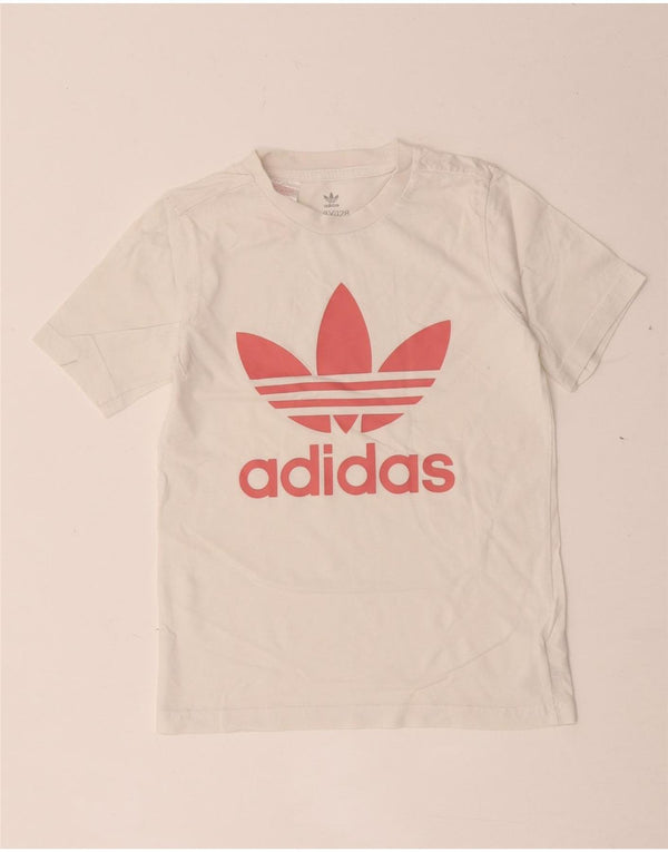 Adidas Girls Graphic T-Shirt Top 7-8 Years White Cotton