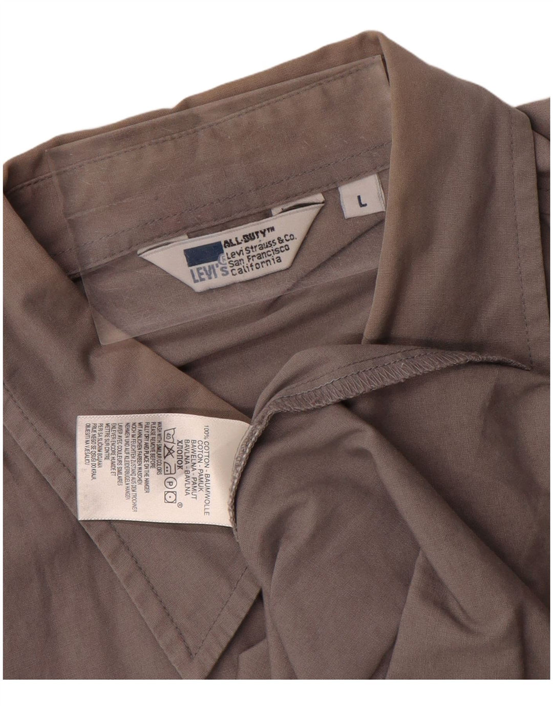 LEVI'S Mens Military Shirt Large Grey Cotton